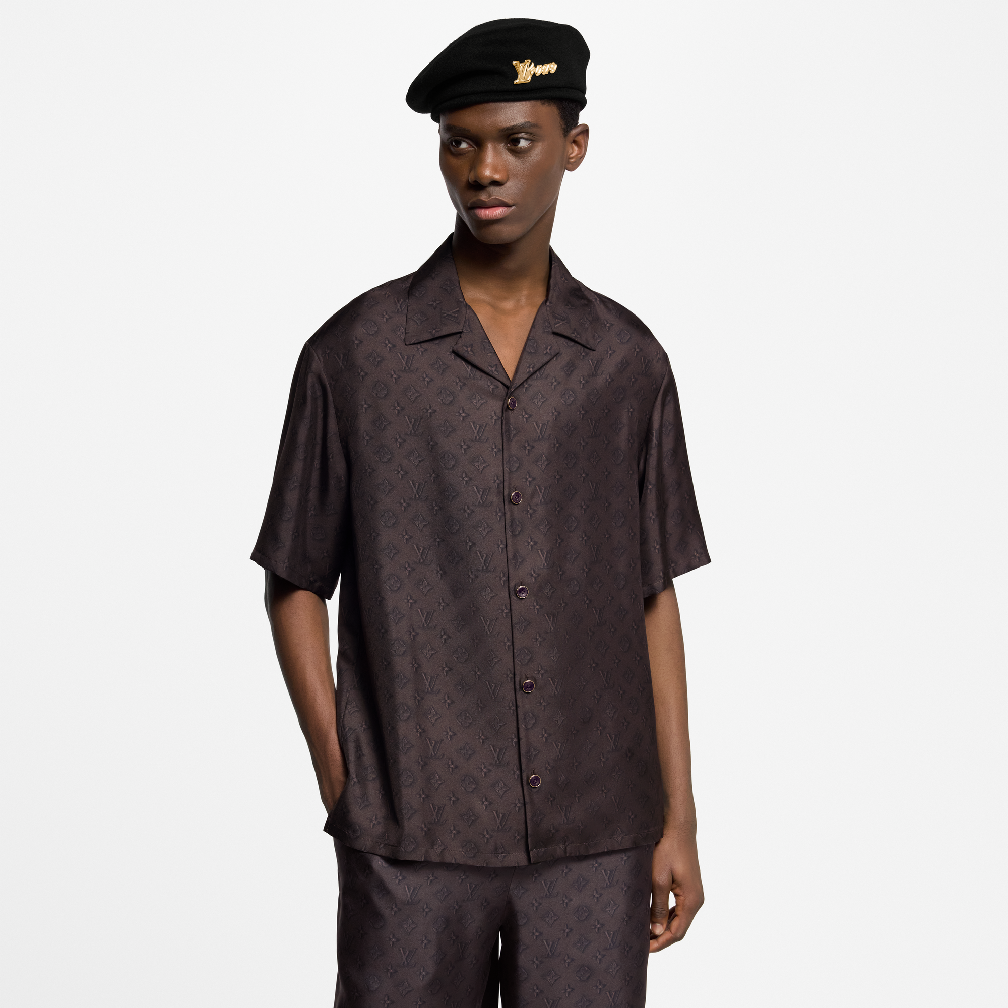 Printed Monogram Short-Sleeved Silk Shirt  in Men's Ready-to-Wear Shirts collections by Louis Vuitton (Product zoom)